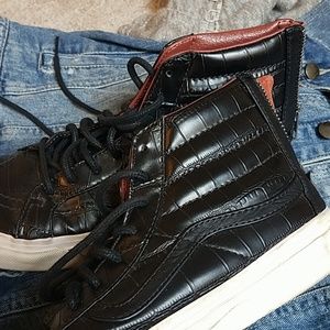 Vans Off the Wall Black High Top Leather Sneakers